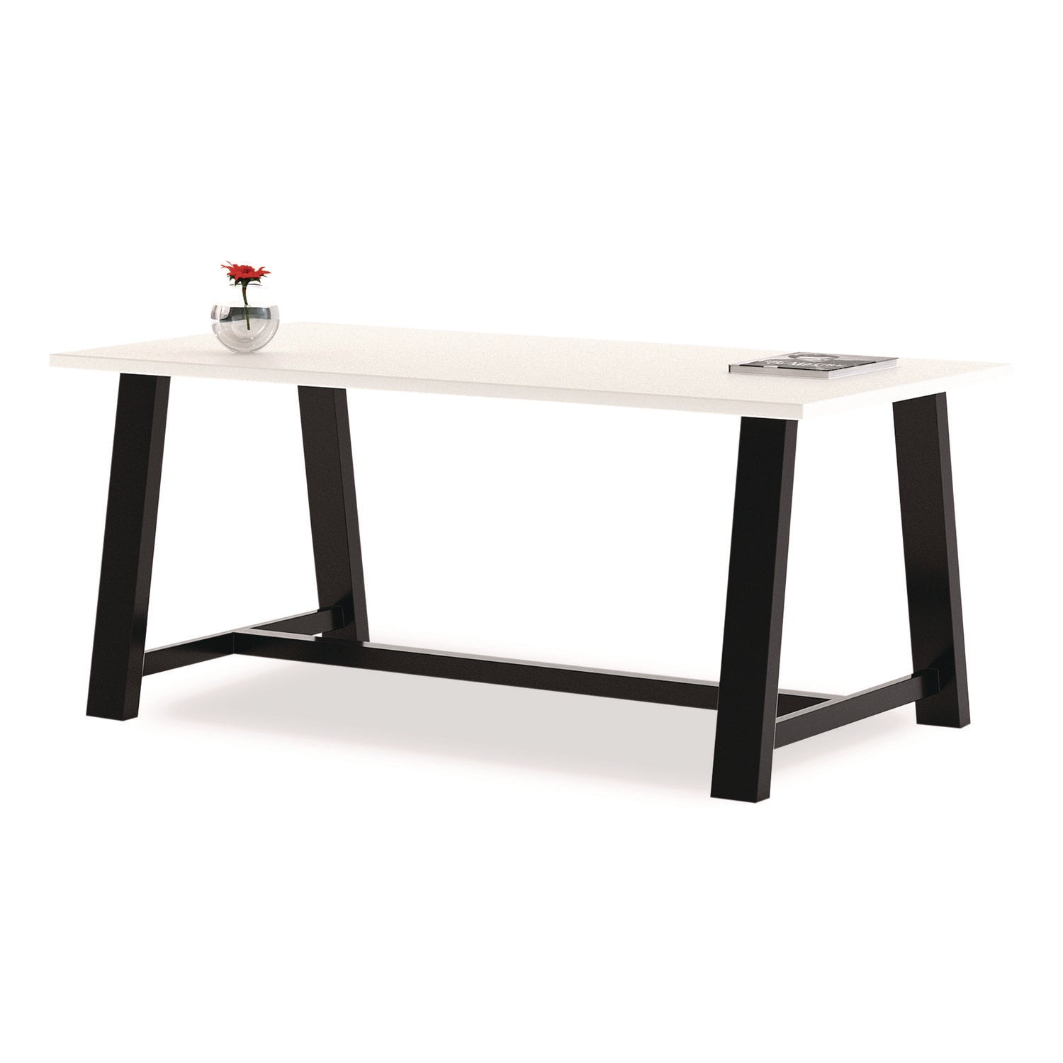 Midtown Dining Table with Four Sky Blue Kool Series Chairs, 36 x 72 x 30, Designer White, Ships in 4-6 Business Days