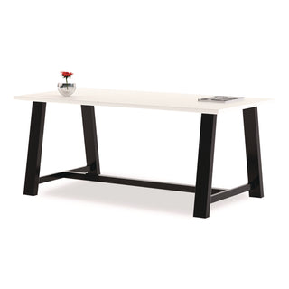 Midtown Dining Table with Four Sky Blue Kool Series Chairs, 36 x 72 x 30, Designer White, Ships in 4-6 Business Days