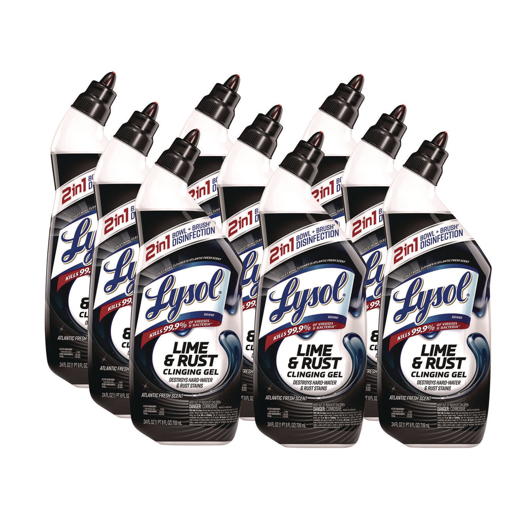 Disinfectant Toilet Bowl Cleaner w/Lime/Rust Remover, Atlantic Fresh, 24 oz, 9/Carton