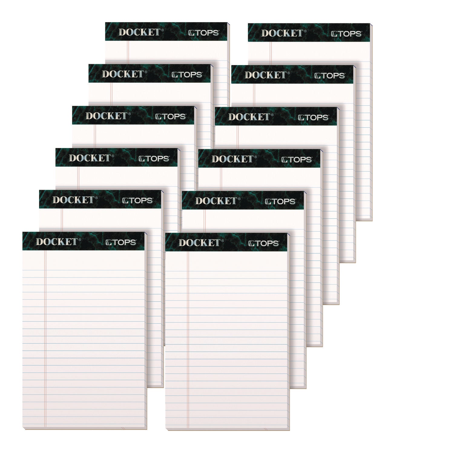 Docket Ruled Perforated Pads, Narrow Rule, 50 White 5 x 8 Sheets, 12/Pack