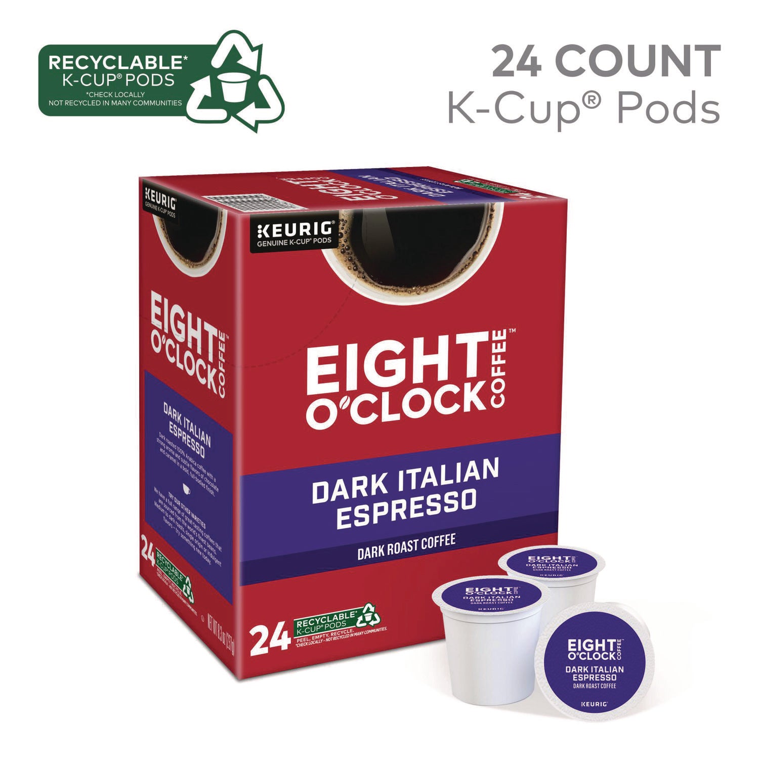 Dark Italian Espresso Coffee K-Cups, 24/Box