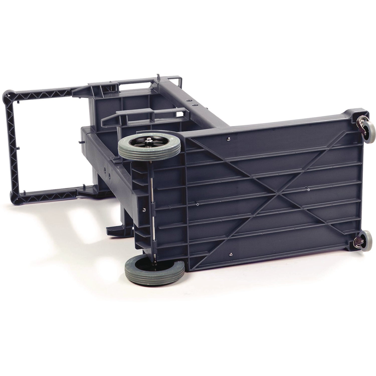Janitor's Cart, Plastic, 4 Shelves, 1 Bin, 22" x 44" x 38", Gray