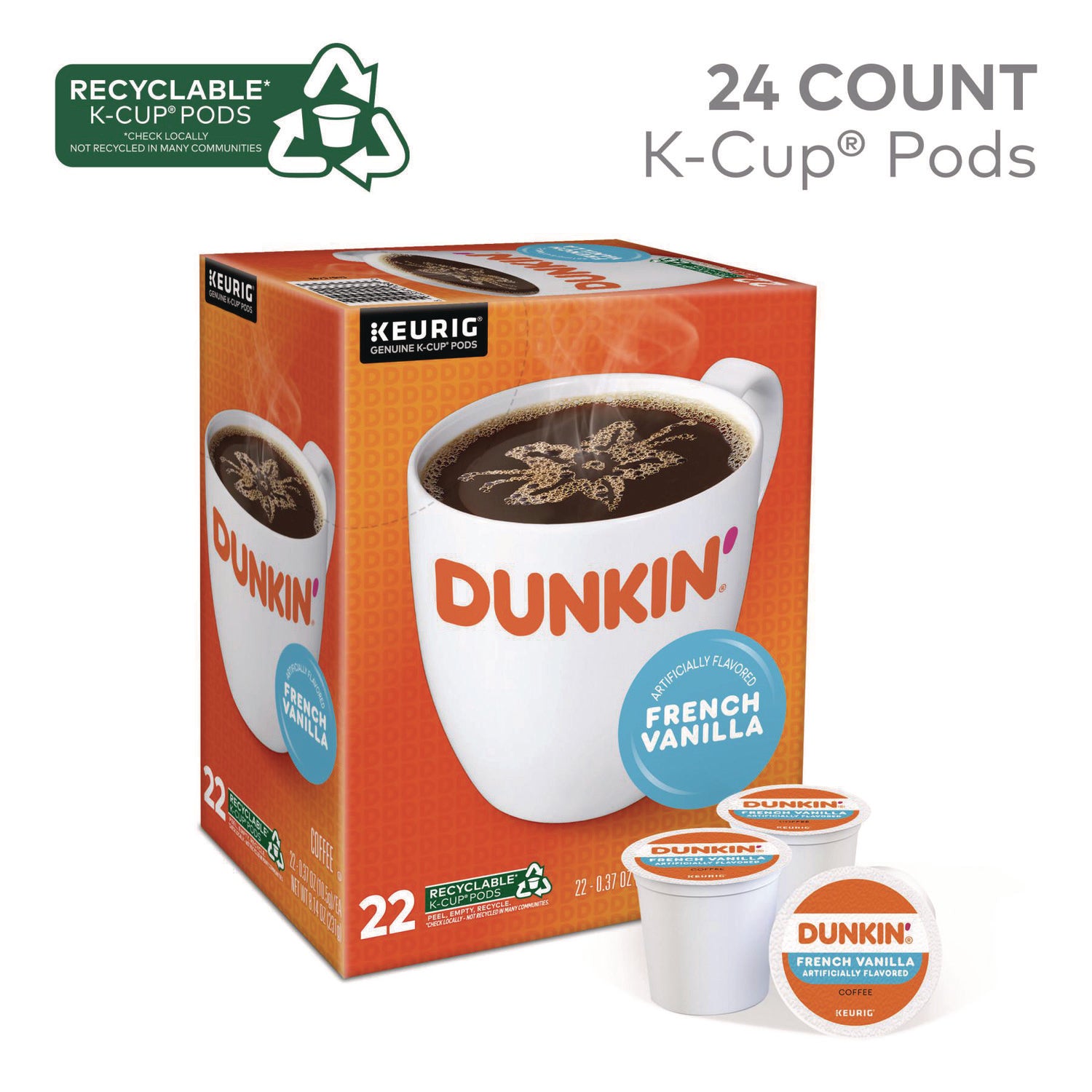 K-Cup Pods, French Vanilla, 22/Box