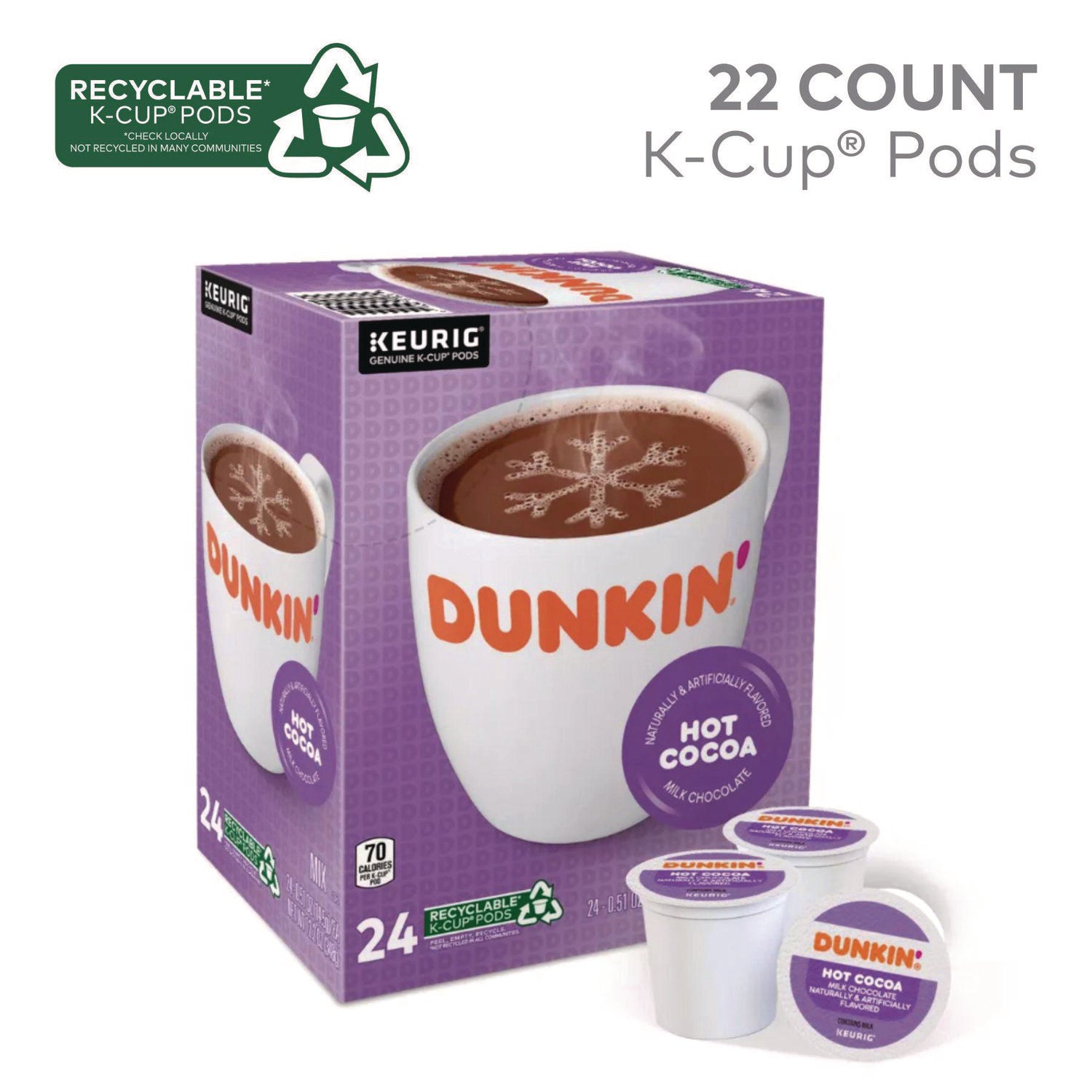 Milk Chocolate Hot Cocoa K-Cup Pods, 22/Box