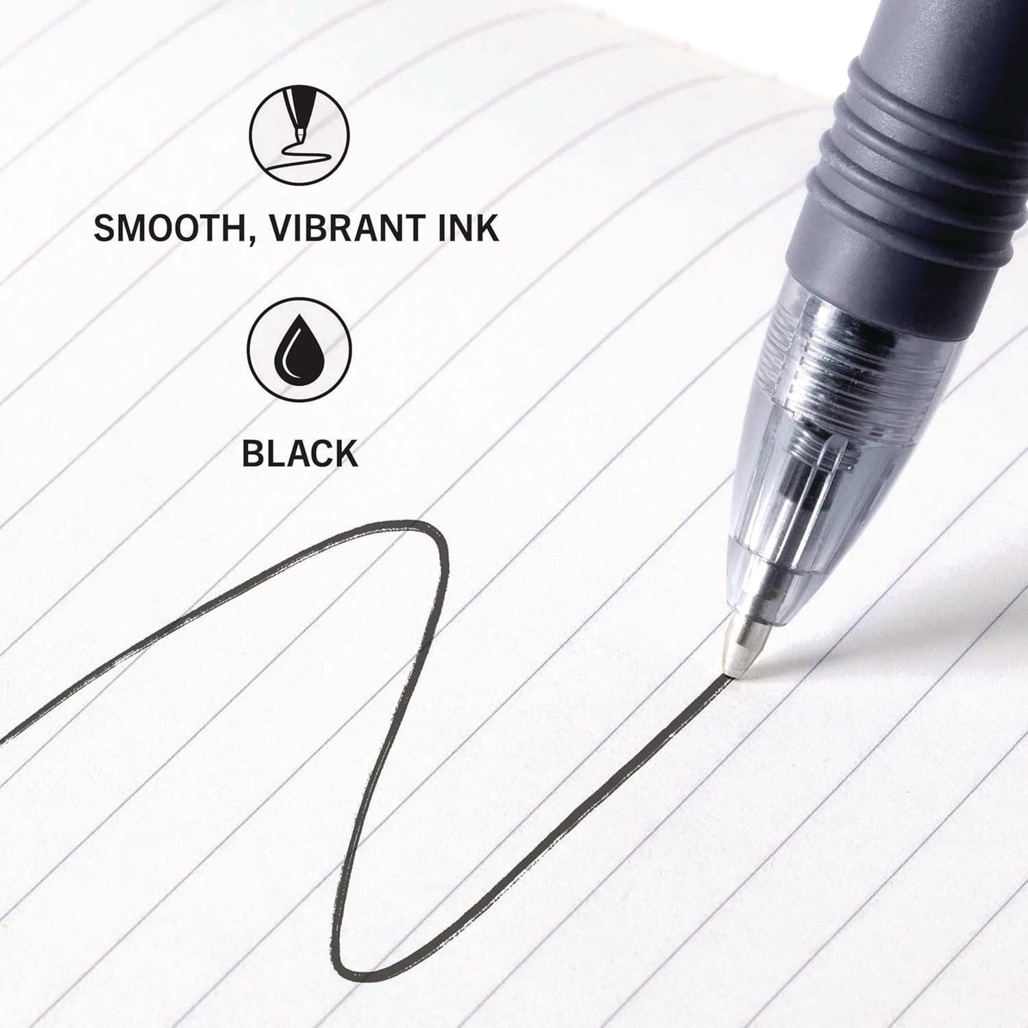 Z-Grip Ballpoint Pen, Retractable, Medium 1 mm, Black Ink, Clear/Black Barrel, 24/Pack