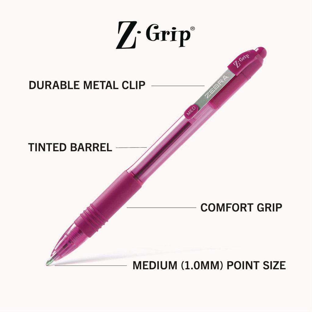 Z-Grip Ballpoint Pen, Retractable, Medium 1 mm, Assorted Business and Artistic Ink Colors, Assorted Barrel Colors, 24/Pack