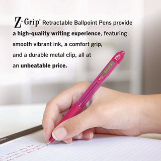 Z-Grip Ballpoint Pen, Retractable, Medium 1 mm, Assorted Business and Artistic Ink Colors, Assorted Barrel Colors, 24/Pack