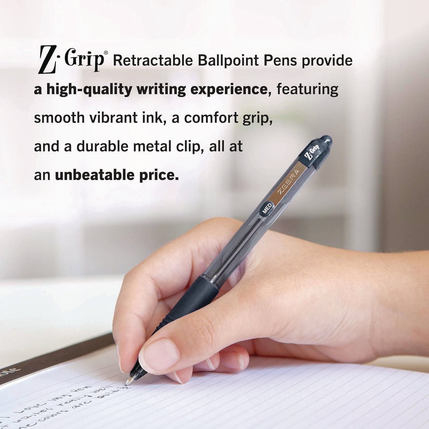 Z-Grip Ballpoint Pen, Retractable, Medium 1 mm, Assorted Ink and Barrel Colors, 24/Pack