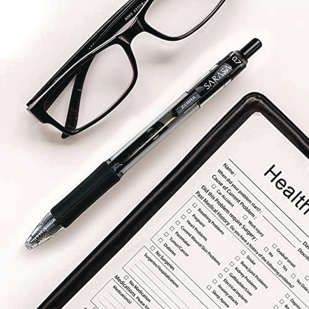 Sarasa Dry Gel X20 Gel Pen Value Pack, Retractable, Medium 0.7 mm, Black Ink, Clear/Black Barrel, 24/Box
