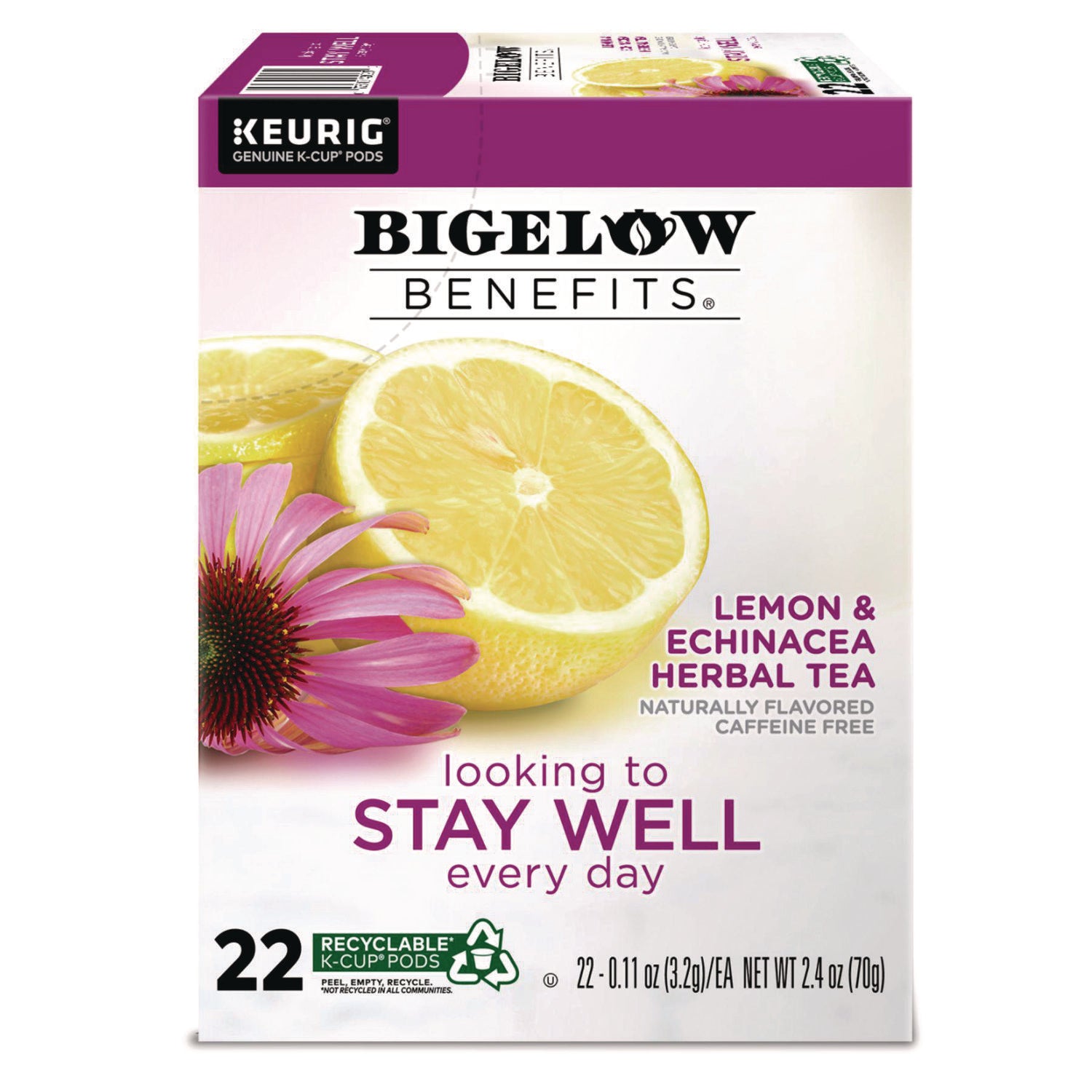 Benefits Lemon and Echinacea Herbal K-Cup, 0.11 oz, 22/Box