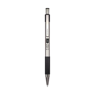 F-301 Ballpoint Pen, Retractable, Fine 0.7 mm, Black Ink, Stainless Steel/Black Barrel