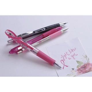 F-301 Ballpoint Pen, Retractable, Fine 0.7 mm, Black Ink, Stainless Steel/Pink Barrel
