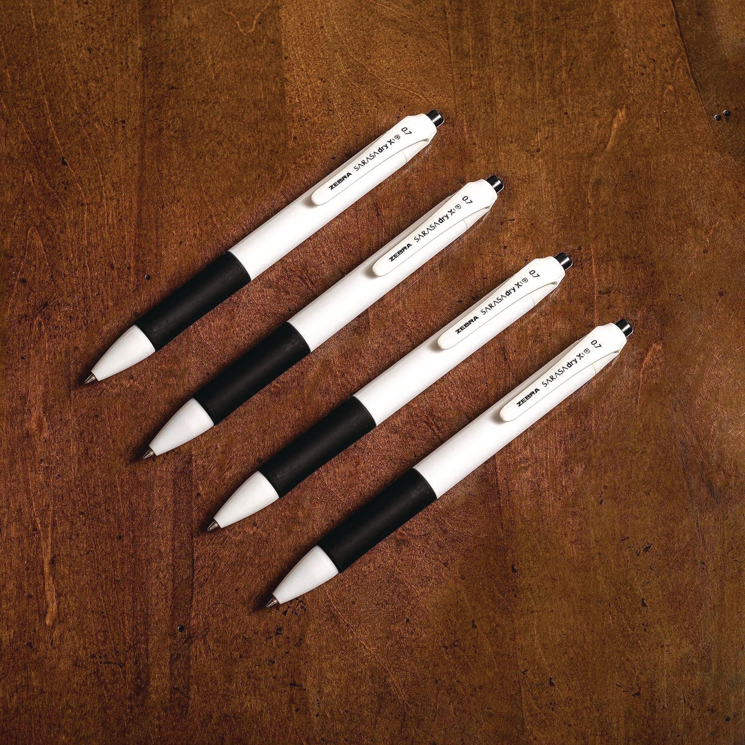 Sarasa Dry X1+ Retractable Gel Pen, Medium 0.7 mm, Black Ink, White/Black Barrel, 12/Pack