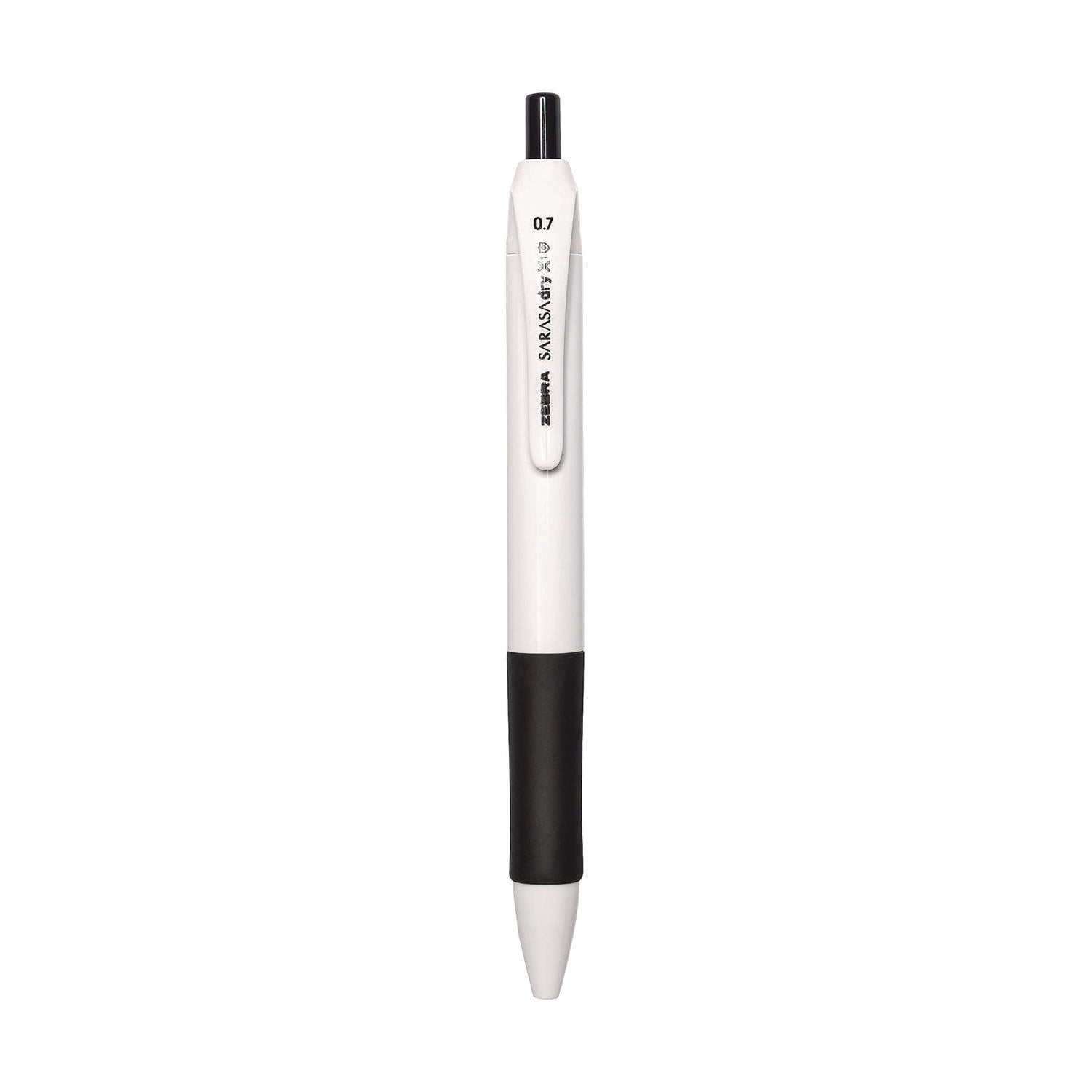 Sarasa Dry X1+ Retractable Gel Pen, Medium 0.7 mm, Black Ink, White/Black Barrel, 12/Pack