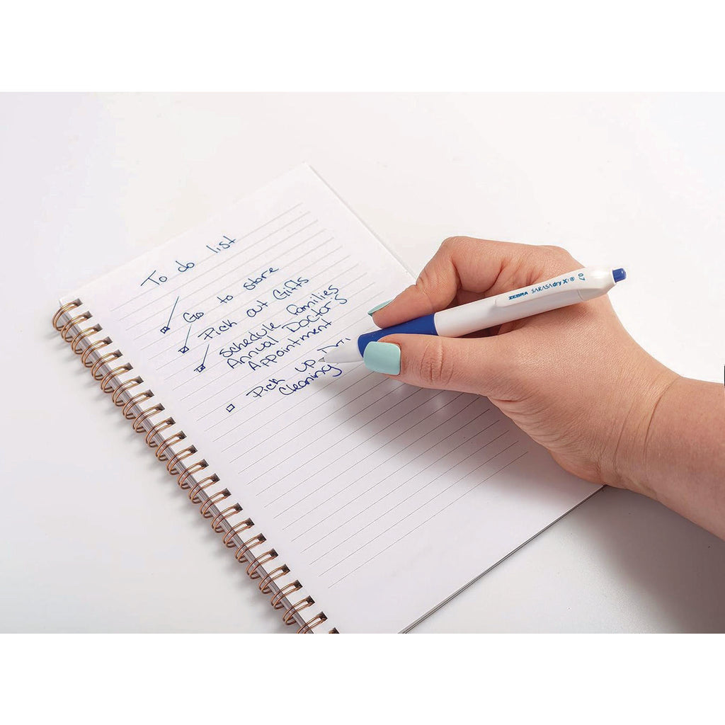 Sarasa Dry X1+ Retractable Gel Pen, Medium 0.7 mm, Blue Ink, White/Blue Barrel, 12/Pack