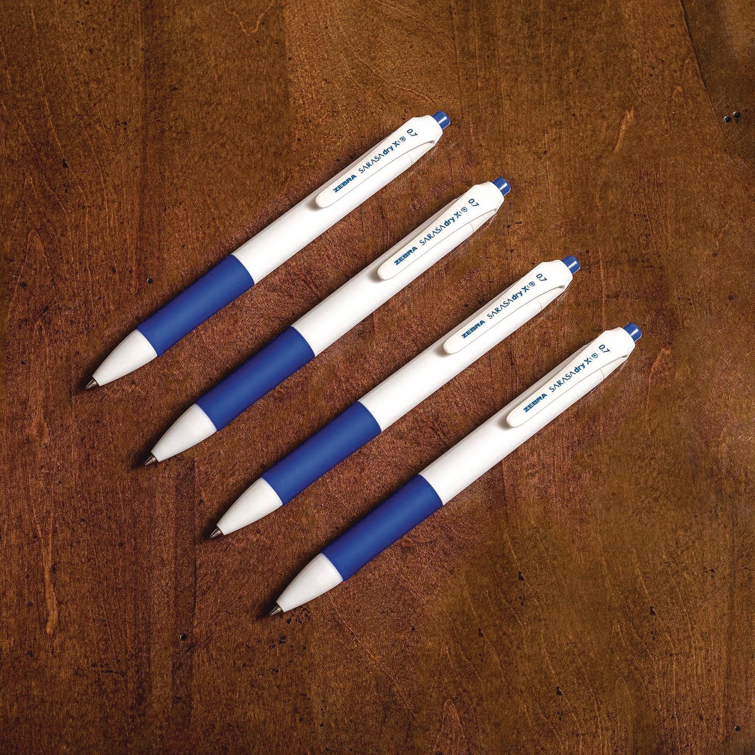 Sarasa Dry X1+ Retractable Gel Pen, Medium 0.7 mm, Blue Ink, White/Blue Barrel, 12/Pack