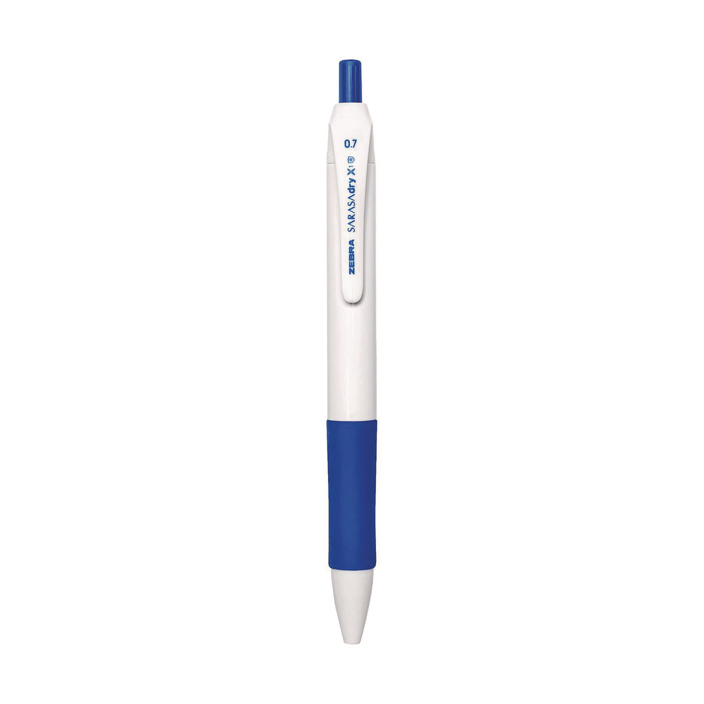 Sarasa Dry X1+ Retractable Gel Pen, Medium 0.7 mm, Blue Ink, White/Blue Barrel, 12/Pack
