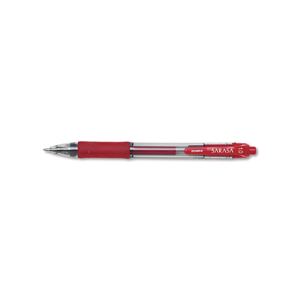 Sarasa Dry Gel X20 Gel Pen, Retractable, Bold 1 mm, Red Ink, Clear/Red Barrel, Dozen