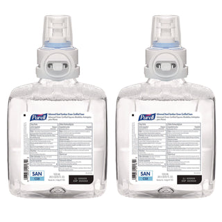Advanced Hand Sanitizer Green Certified Foam Refill, For CS8 Dispensers, 1,200 mL, Fragrance-Free, 2/Carton