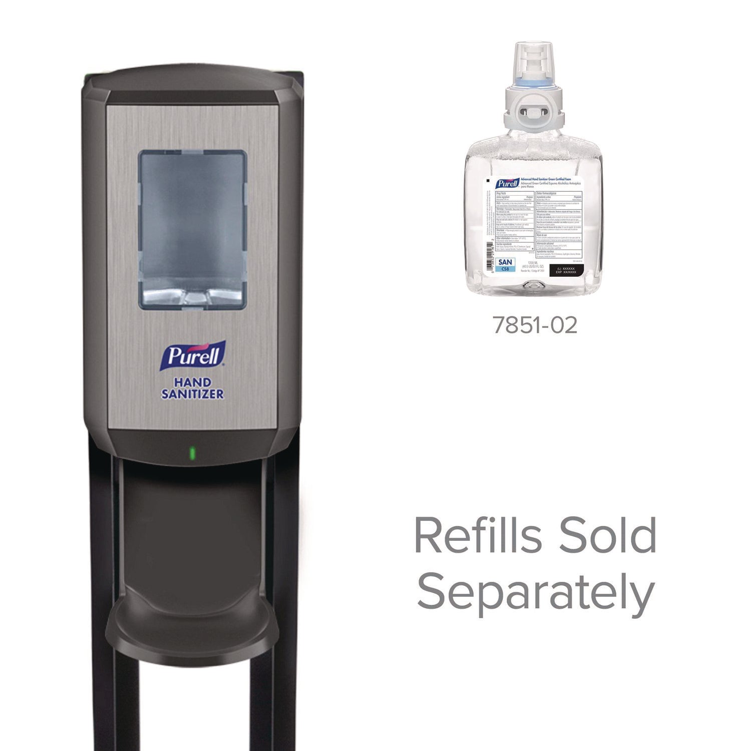 CS8 Hand Sanitizer Floor Stand with Dispenser, 1,200 mL, 13.5 x 5 x 28.5, Graphite