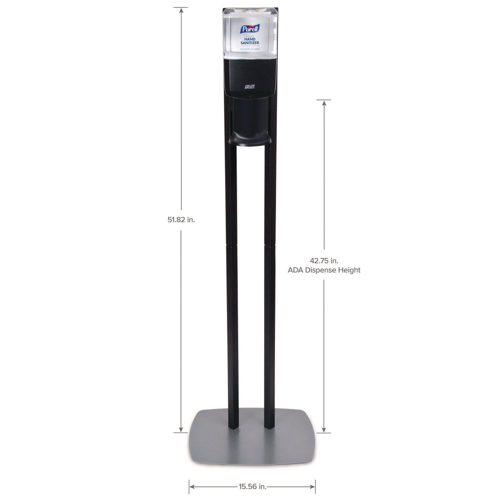 ES6 Hand Sanitizer Floor Stand with Dispenser, 1,200 mL, 13.5 x 5 x 28.5, Graphite/Silver