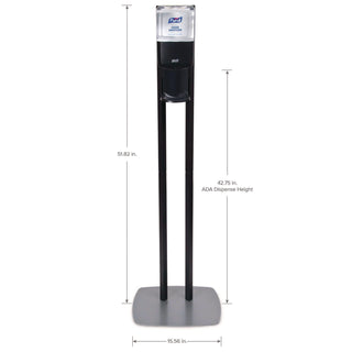ES6 Hand Sanitizer Floor Stand with Dispenser, 1,200 mL, 13.5 x 5 x 28.5, Graphite/Silver