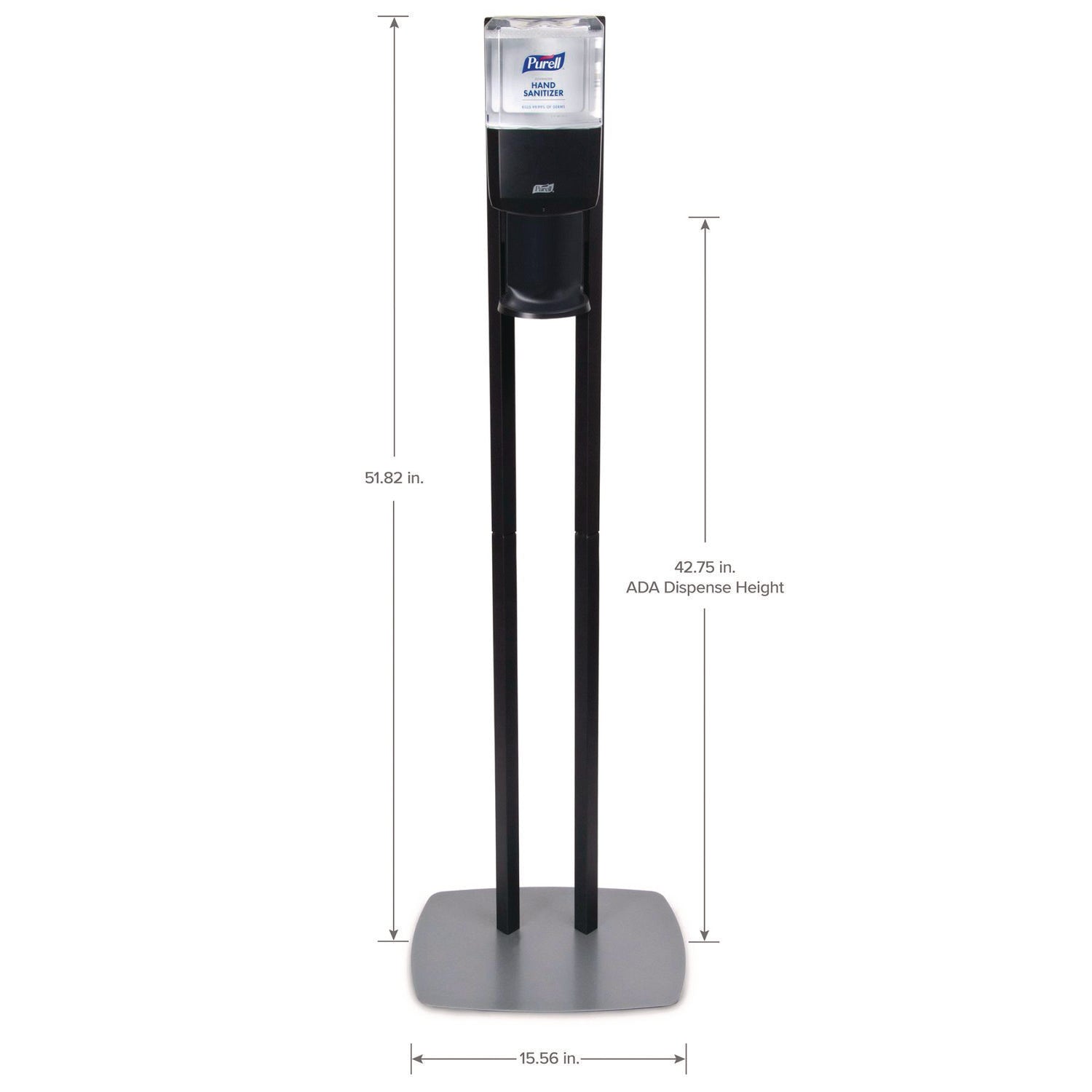 ES6 Hand Sanitizer Floor Stand with Dispenser, 1,200 mL, 13.5 x 5 x 28.5, Graphite/Silver