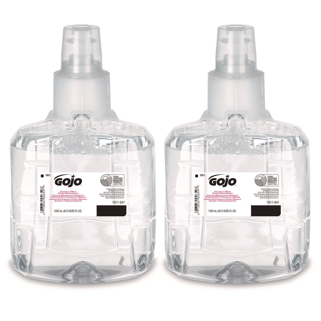 Clear and Mild Foam Handwash Refill, For GOJO LTX-12 Dispenser, Fragrance-Free, 1,200 mL Refill, 2/Carton