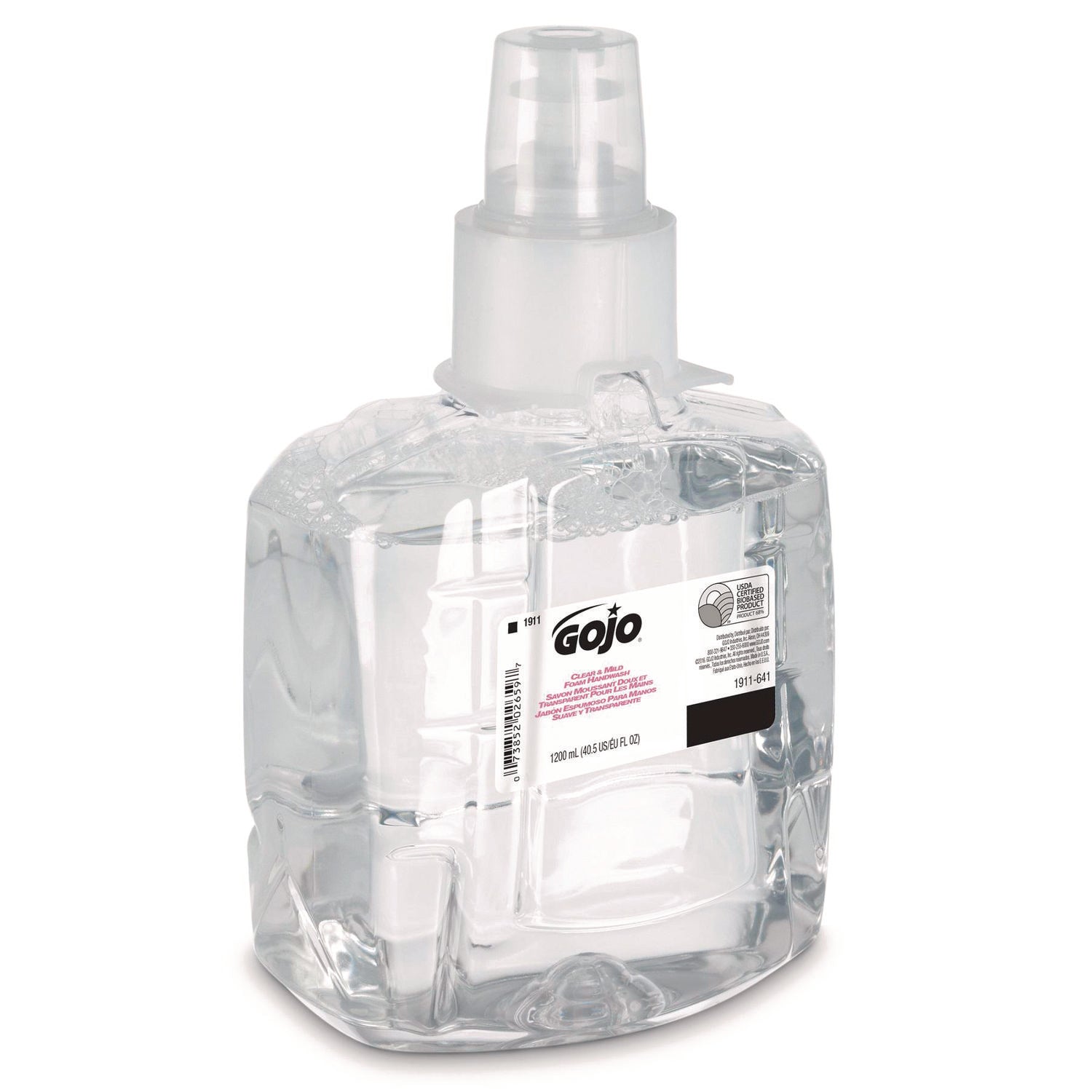 Clear and Mild Foam Handwash Refill, For GOJO LTX-12 Dispenser, Fragrance-Free, 1,200 mL Refill, 2/Carton