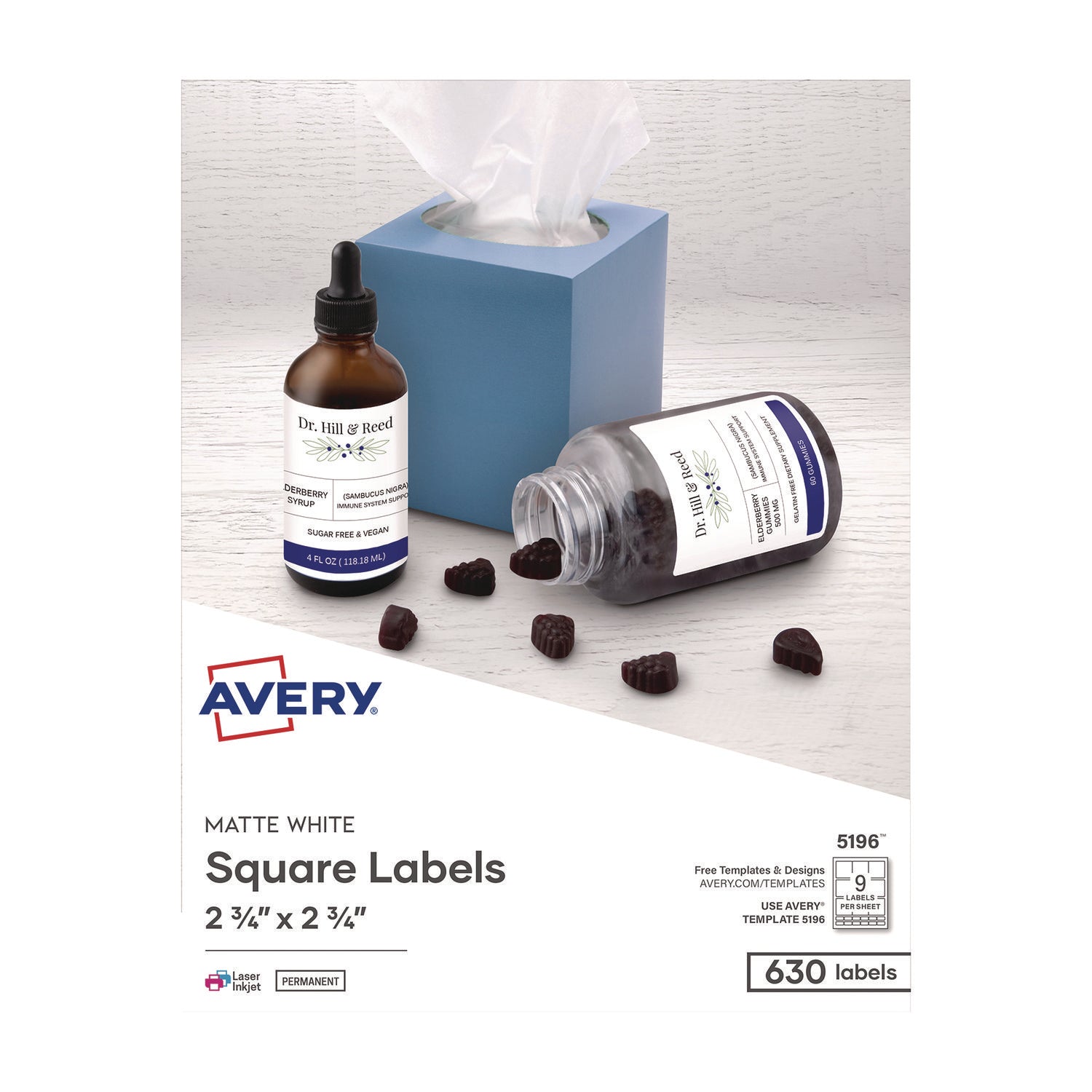 Avery 3-1/2" Diskette Labels - Permanent Adhesive - Laser, Inkjet - 630 Total Label(s) - 630 / Box