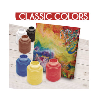 Crayola 6-color Acrylic Paint Set - 2 oz - 6 / Set - Deep Red, Brilliant Yellow, Burnt Umber, Ivory Black, Titanium White, Brilliant Blue