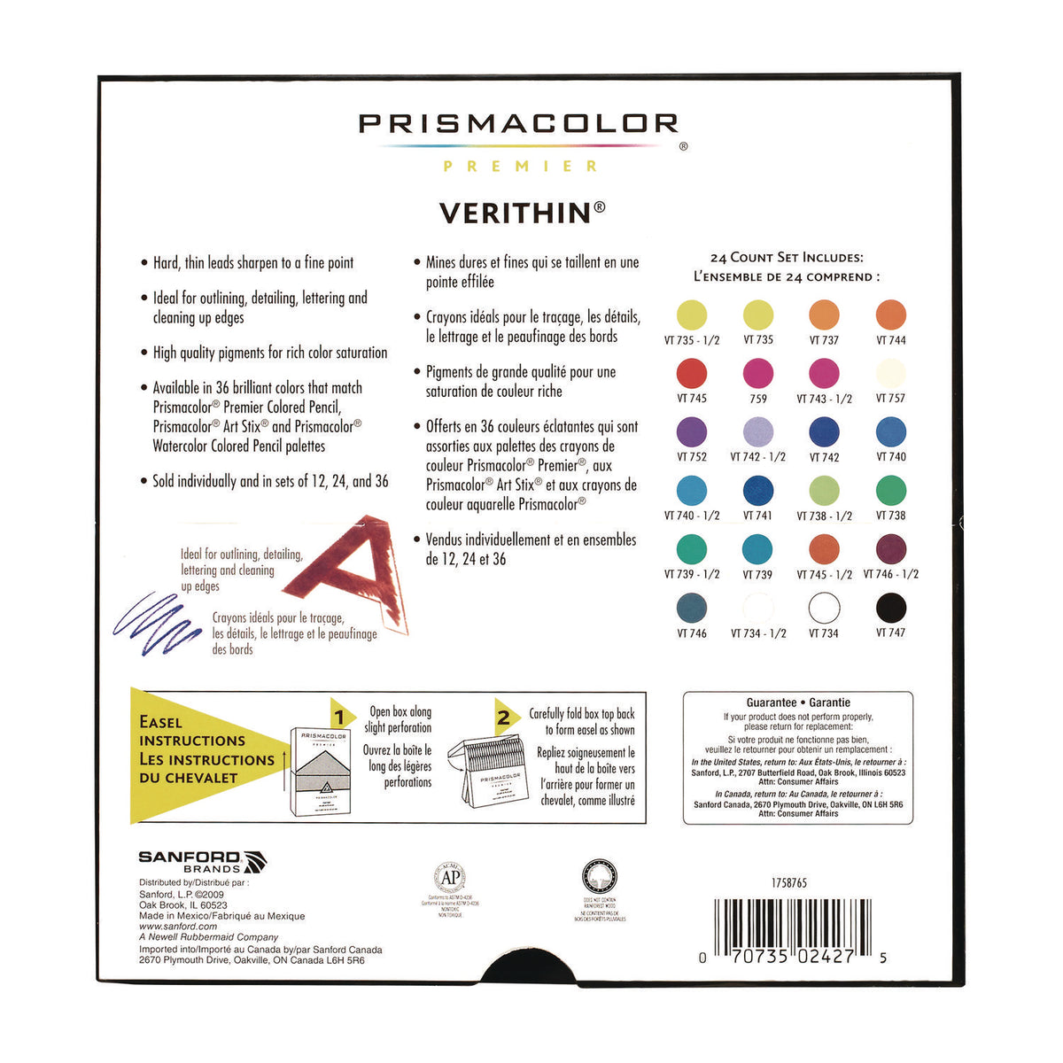 Prismacolor Premier Verithin Colored Pencils - 24 / Set
