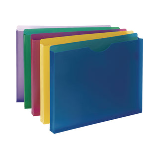Smead Straight Tab Cut Letter File Jacket - 1" Folder Capacity - 8 1/2" x 11" - 1" Expansion - Blue, Red, Yellow, Green, Purple - 10 / Pack