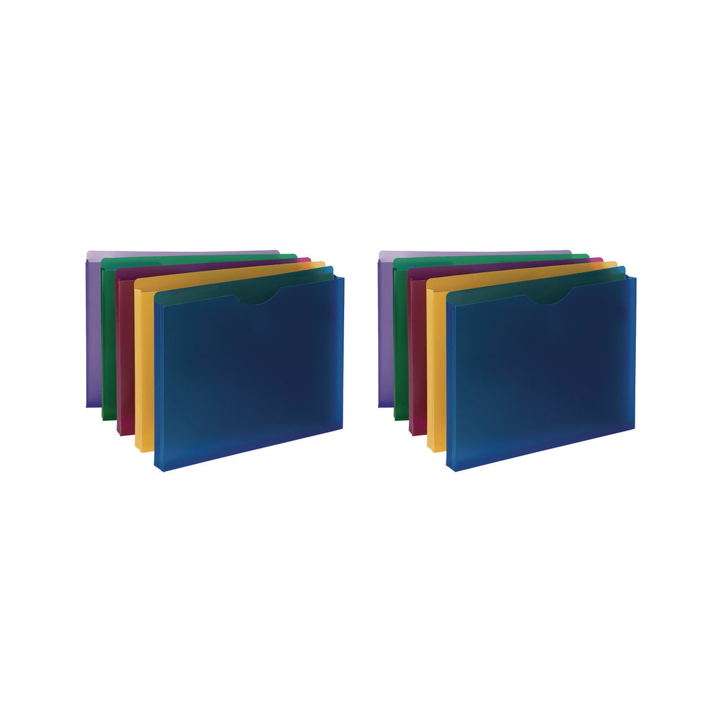 Smead Straight Tab Cut Letter File Jacket - 1" Folder Capacity - 8 1/2" x 11" - 1" Expansion - Blue, Red, Yellow, Green, Purple - 10 / Pack