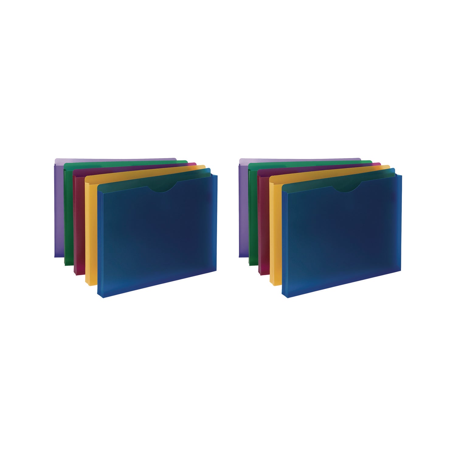 Smead Straight Tab Cut Letter File Jacket - 1" Folder Capacity - 8 1/2" x 11" - 1" Expansion - Blue, Red, Yellow, Green, Purple - 10 / Pack