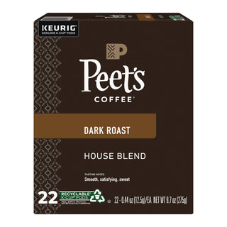 Peet's Coffee K-Cup House Blend Coffee - Compatible with Keurig Brewer - Dark - 22 / Box