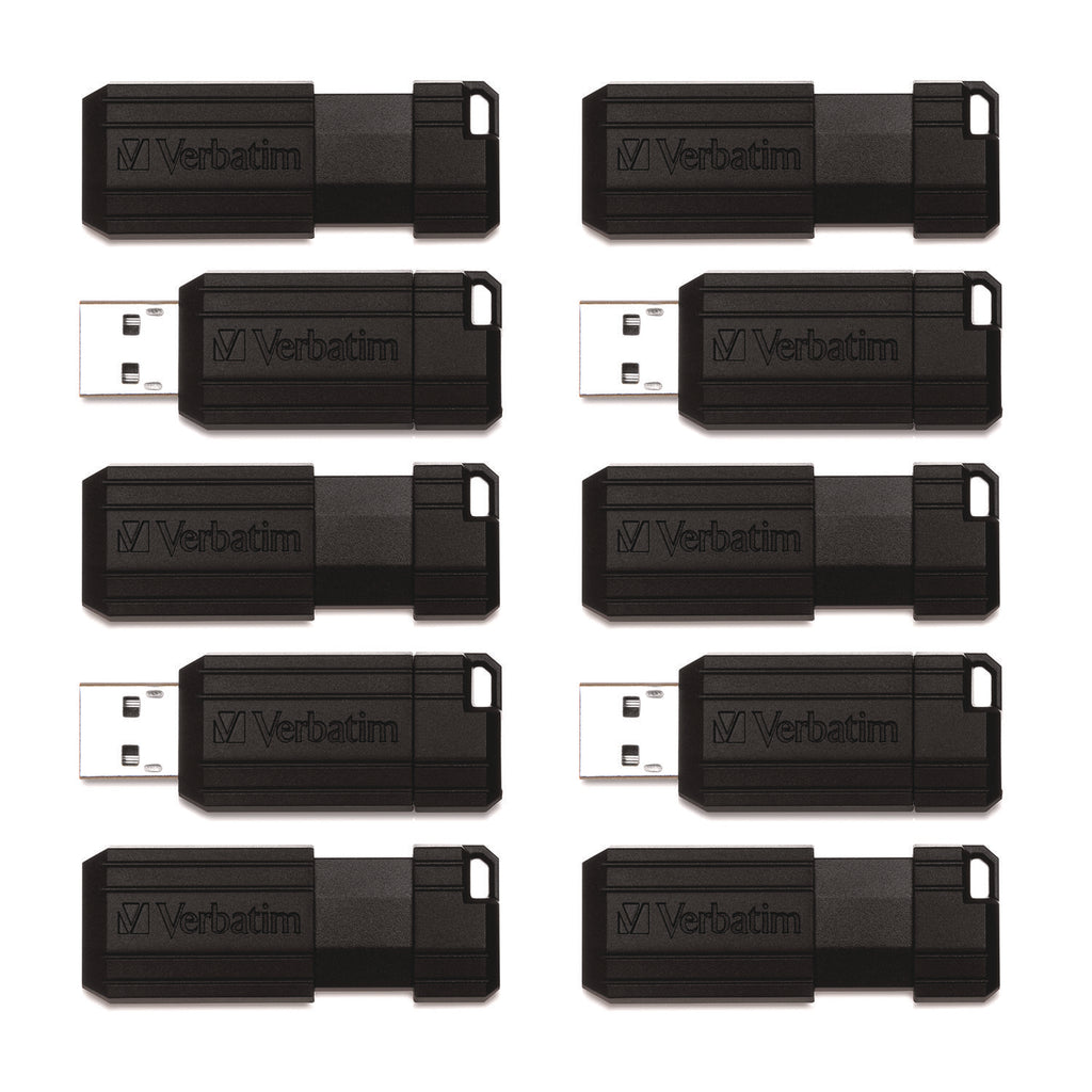 32GB PinStripe USB Flash Drive - Business 10pk - Black - 32GB - Business 10pk - Black