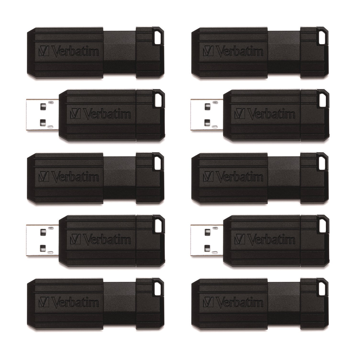 32GB PinStripe USB Flash Drive - Business 10pk - Black - 32GB - Business 10pk - Black
