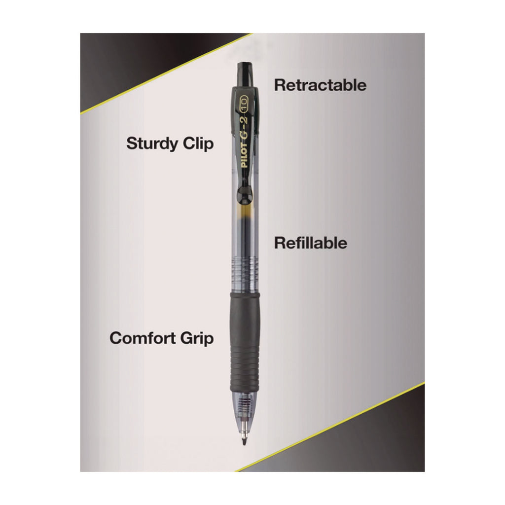 Pilot G2 Premium Gel Roller Pens - 0.5 mm Pen Point Size - Refillable - Retractable - Black Gel-based Ink - 4 / Pack