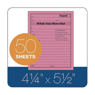 Adams Neon While You Were Out Message Pads - 50 Sheet(s) - Gummed - 4" x 5" Sheet Size - Assorted - Assorted Sheet(s) - 6 / Pack