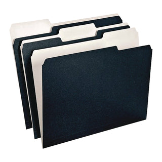 Pendaflex 1/3 Tab Cut Recycled Top Tab File Folder - Top Tab Location - Assorted Position Tab Position - Black, White - 100% Recycled - 50 / Pack