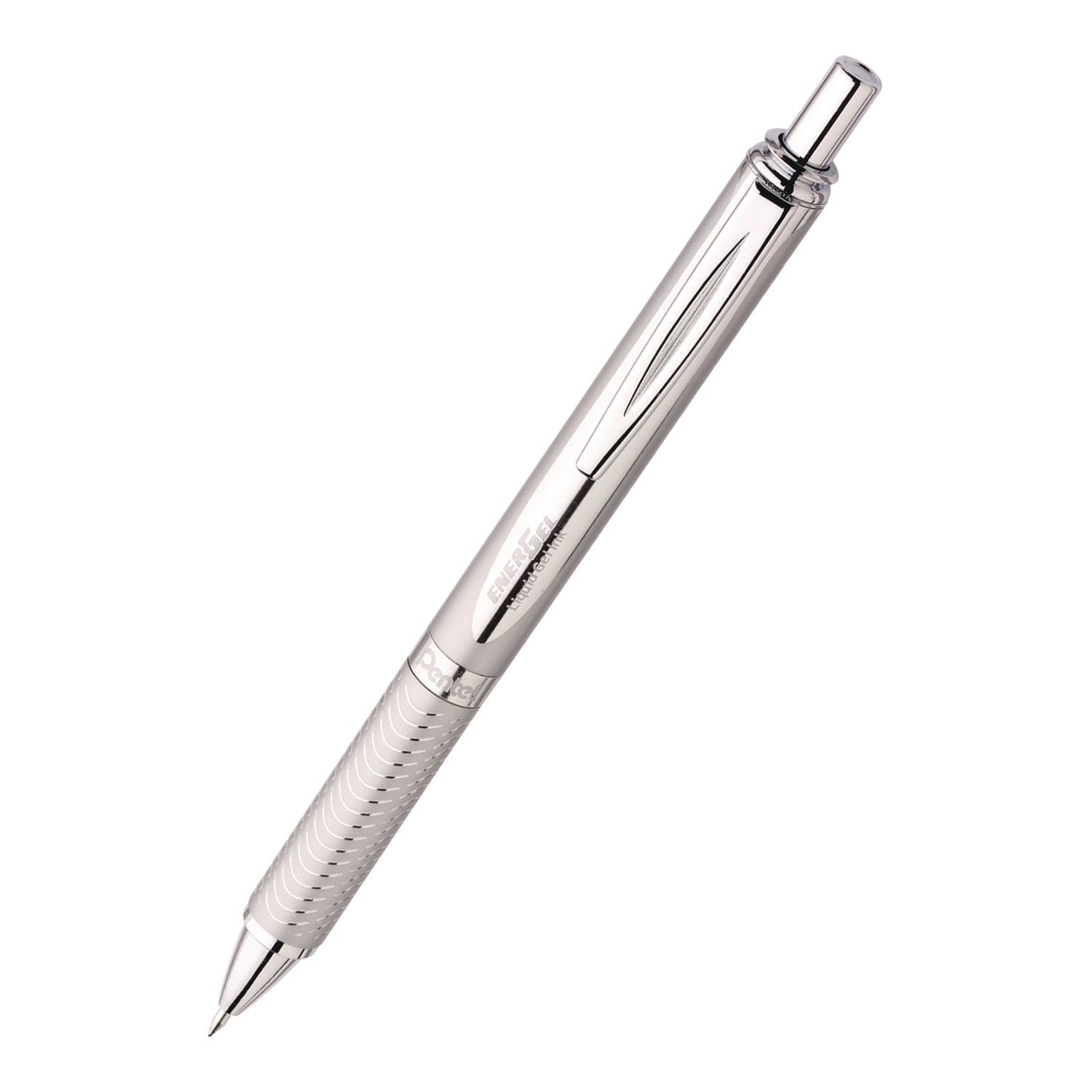 EnerGel EnerGel Alloy Retractable Gel Pens - Medium Pen Point - 0.7 mm Pen Point Size - Refillable - Retractable - Black Gel-based Ink - Metallic Silver Metal Barrel - Stainless Steel Tip - 1 / Pack
