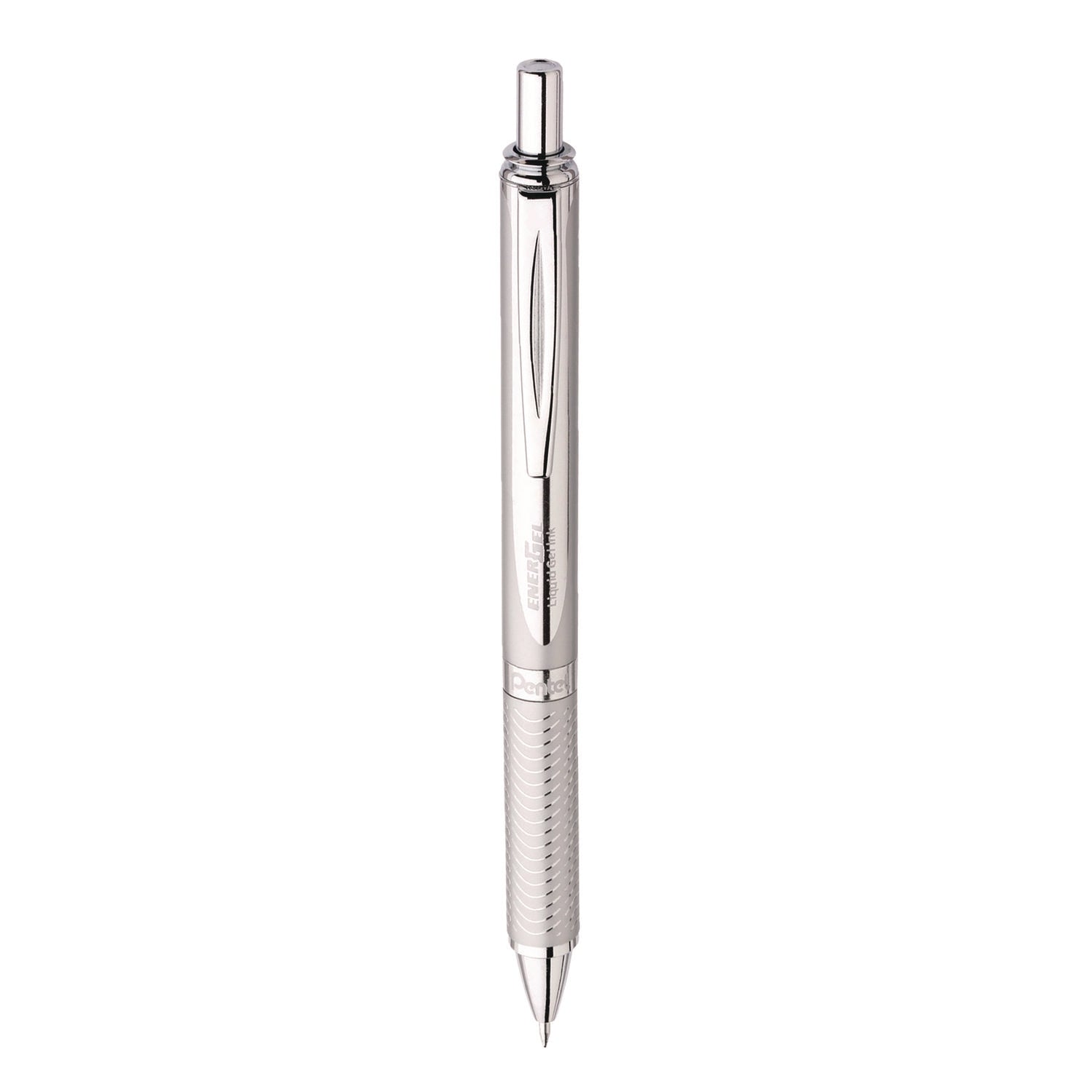 EnerGel EnerGel Alloy Retractable Gel Pens - Medium Pen Point - 0.7 mm Pen Point Size - Refillable - Retractable - Black Gel-based Ink - Metallic Silver Metal Barrel - Stainless Steel Tip - 1 / Pack
