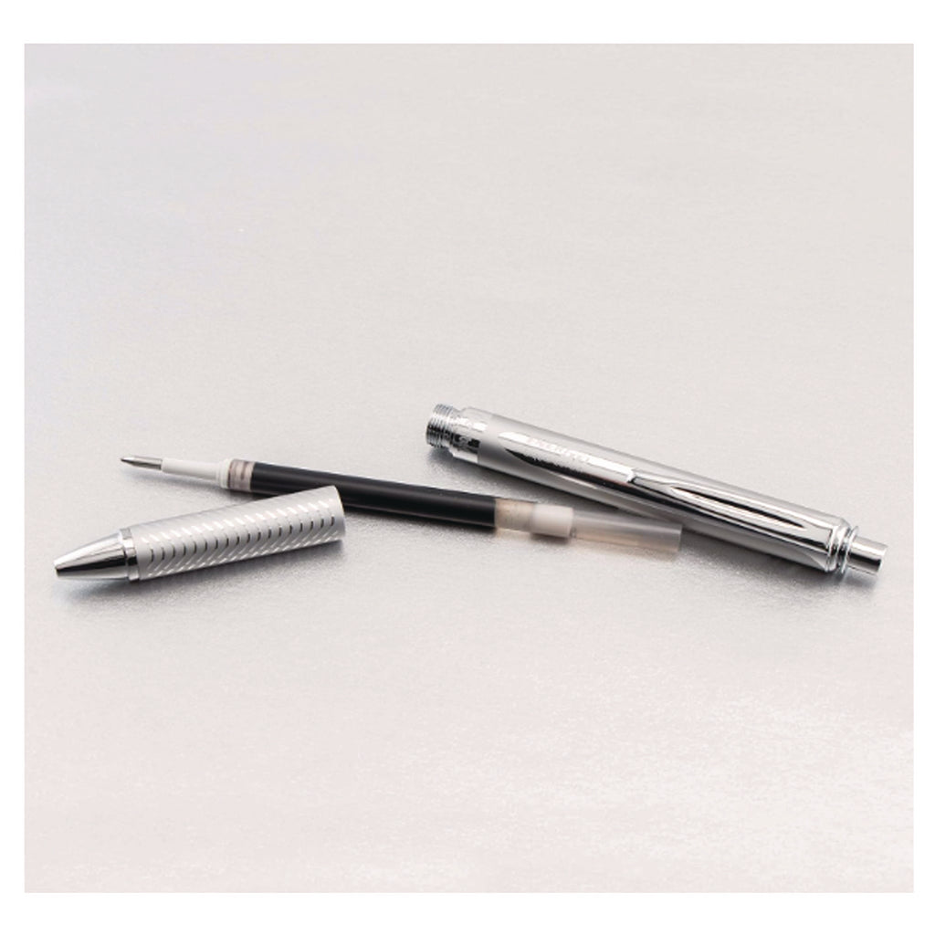 EnerGel EnerGel Alloy Retractable Gel Pens - Medium Pen Point - 0.7 mm Pen Point Size - Refillable - Retractable - Black Gel-based Ink - Metallic Silver Metal Barrel - Stainless Steel Tip - 1 / Pack