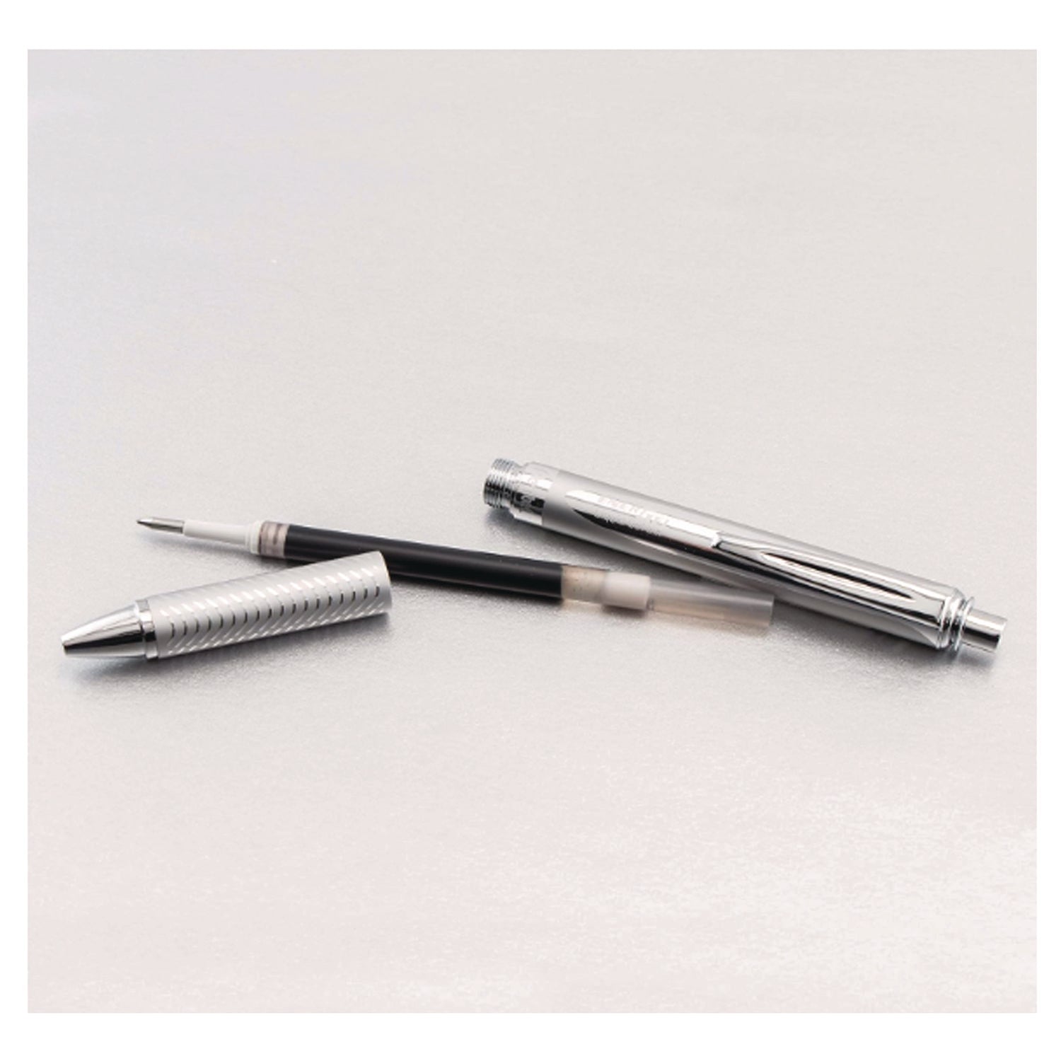 EnerGel EnerGel Alloy Retractable Gel Pens - Medium Pen Point - 0.7 mm Pen Point Size - Refillable - Retractable - Black Gel-based Ink - Metallic Silver Metal Barrel - Stainless Steel Tip - 1 / Pack