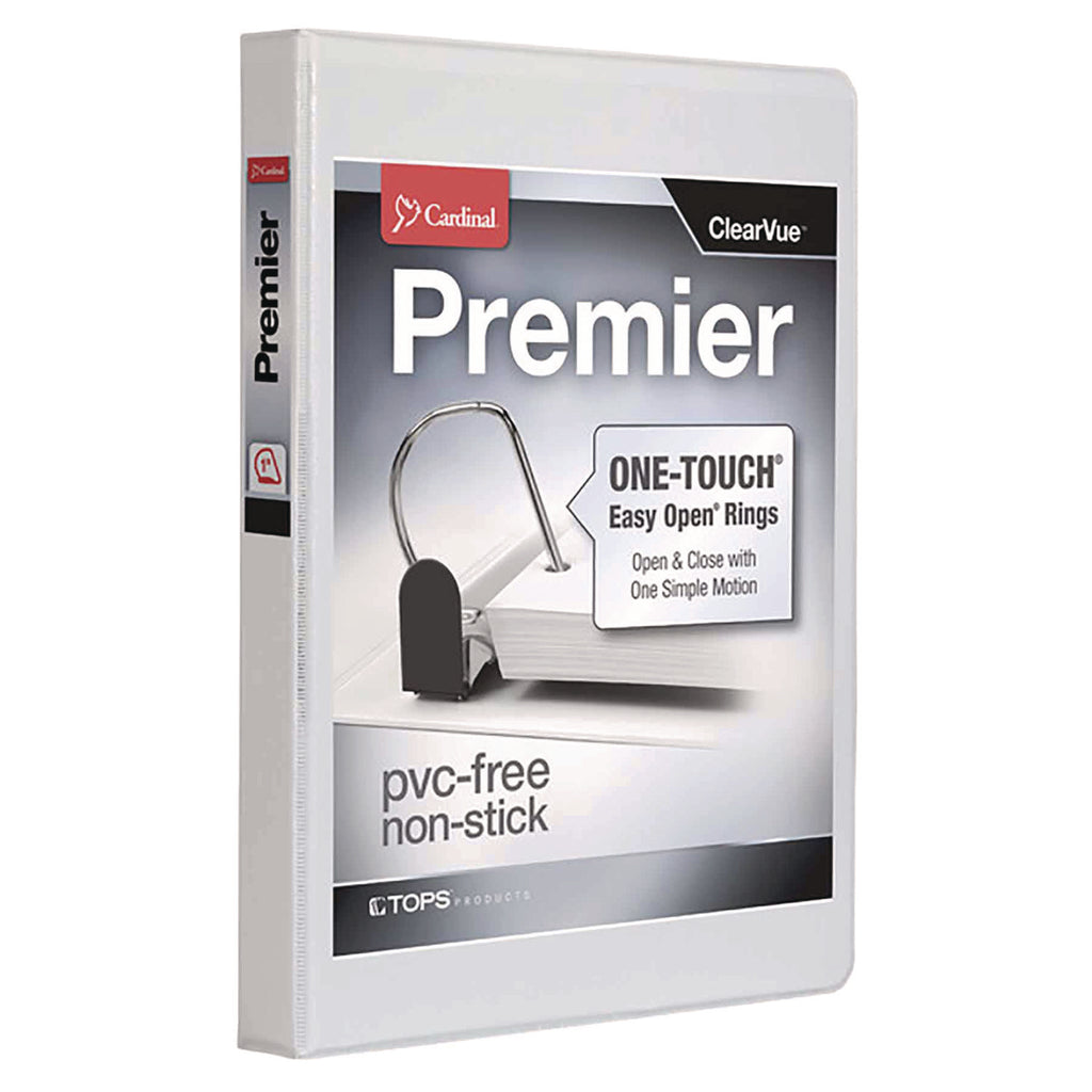 Premier Easy Open ClearVue Locking Slant-D Ring Binder, 3 Rings, 1" Capacity, 11 x 8.5, White