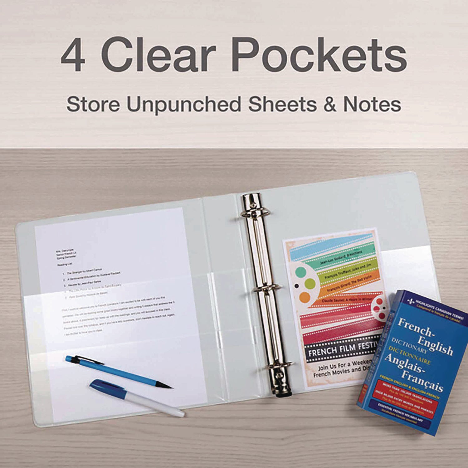 Premier Easy Open ClearVue Locking Slant-D Ring Binder, 3 Rings, 1" Capacity, 11 x 8.5, White