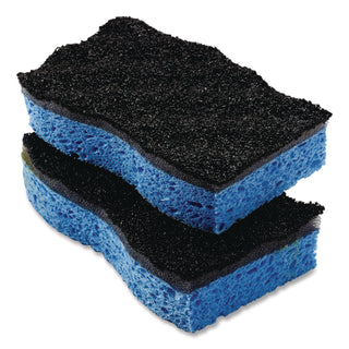 O-Cedar Scrunge Heavy-Duty Scrub Sponge - 4.2" Width x 2.6" Depth x 7.5" Length - 2/Pack - Cellulose - Multi, Blue, Black