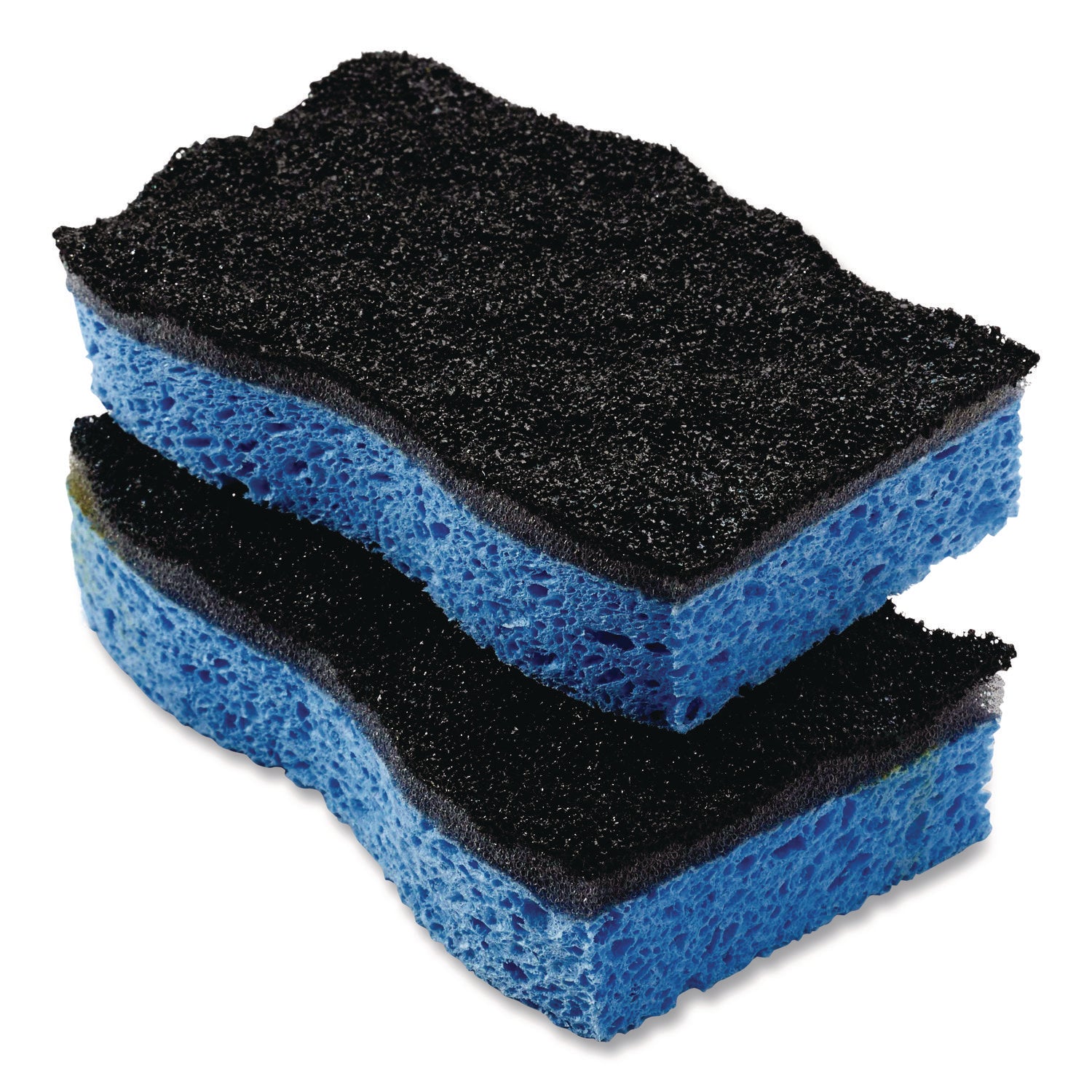O-Cedar Scrunge Heavy-Duty Scrub Sponge - 4.2" Width x 2.6" Depth x 7.5" Length - 2/Pack - Cellulose - Multi, Blue, Black