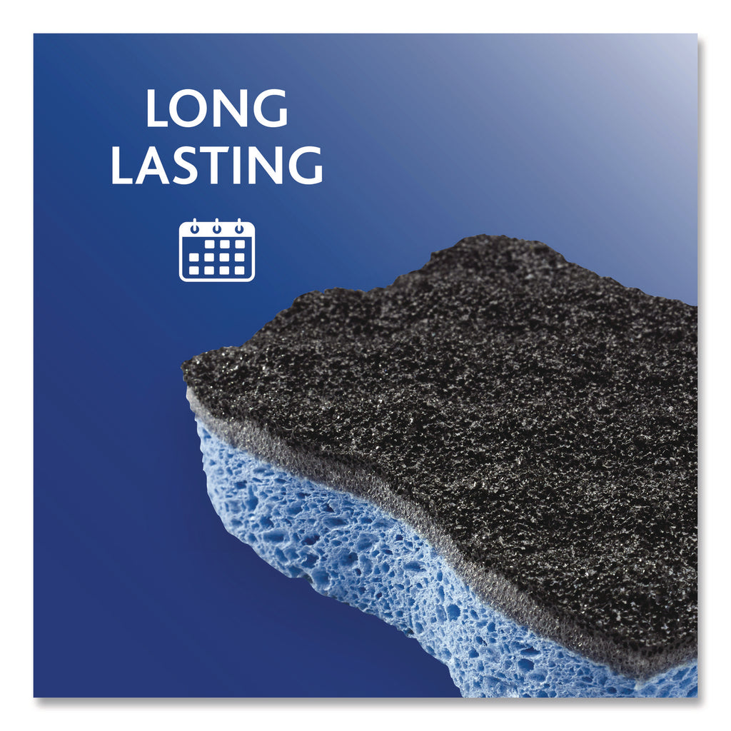 O-Cedar Scrunge Heavy-Duty Scrub Sponge - 4.2" Width x 2.6" Depth x 7.5" Length - 2/Pack - Cellulose - Multi, Blue, Black